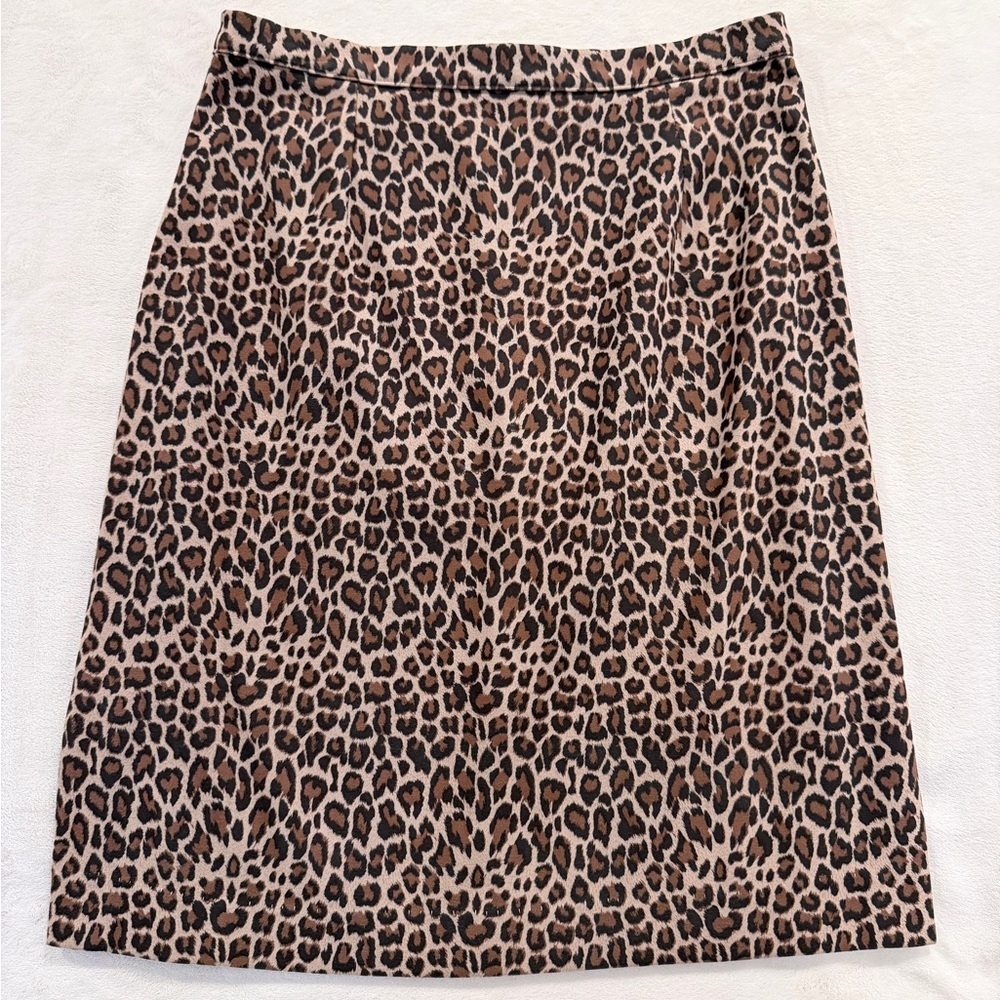 Rebecca Thomas Leopard Print Skirt Size 8 Classic A-Line Animal Print Lined - Picture 2 of 7